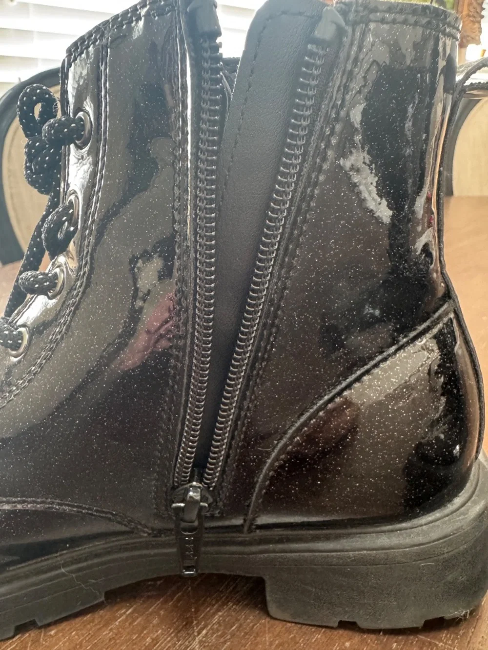 Girls glitter Combat boots